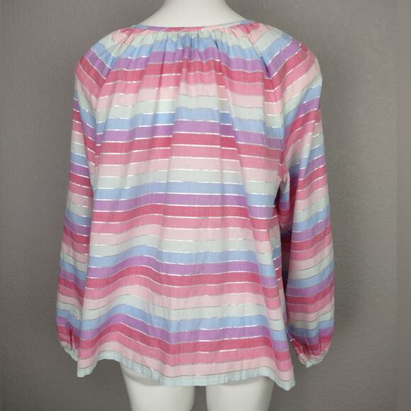 J Crew Peasant top in metallic pastel stripe Size Large - Picture 4 of 13